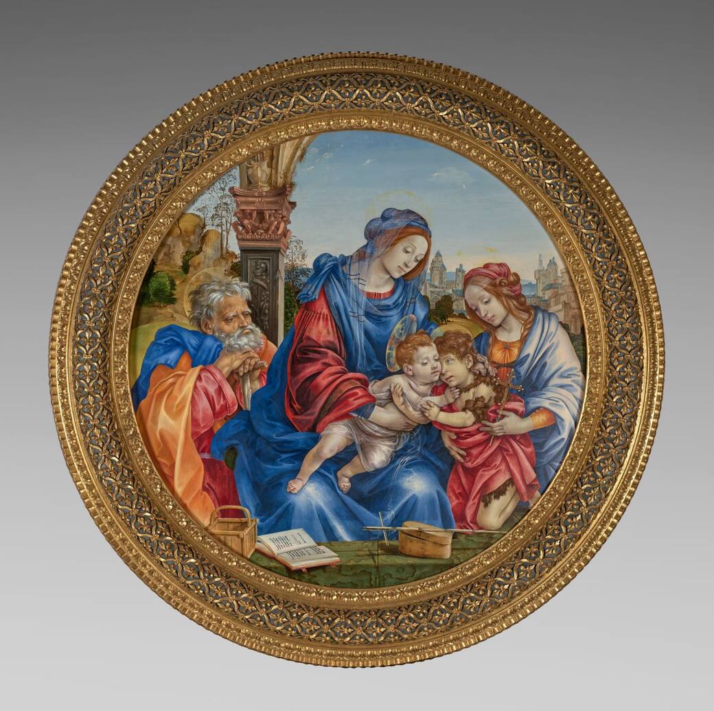 The Holy Family with Saint John the Baptist and Saint Margaret, c. 1488–93. Filippino Lippi (Italian, c. 1457–1504). Tempera and oil on wood; diam. 153 cm. 