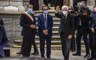L’arrivo del presidente della Repubblica Sergio Mattarella alla Messa da Requiem in Duomo in ricordo delle vittime del covid-19