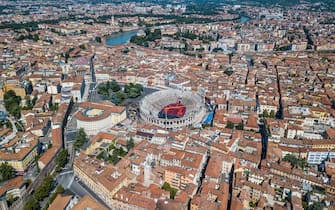 The Verona Arena, a Roman amphitheatre, Piazza Bra, Verona, Italy