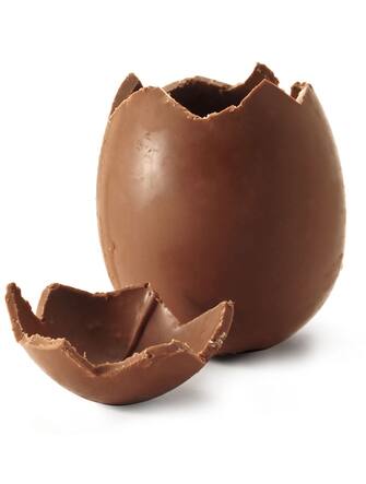 Chocolate easter egg with the top broken off