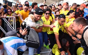 MIAMI GARDENS, FLORIDA - JULY 14: Fans of Colombia and Argentina the CONMEBOL Copa America 2024 Final match between Argentina and Colombia at Hard Rock Stadium on July 14, 2024 in Miami Gardens, Florida. (Photo by Maddie Meyer/Getty Images)