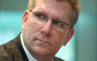UNITED STATES - NOVEMBER 14:  William J. McGinley speaks at an event hosted by BNA on new lobbying laws.  (Photo By Tom Williams/Roll Call/Getty Images)
