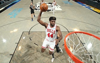 BROOKLYN, NY - MAY 15: Patrick Williams #44 of the Chicago Bulls dunks the ball during the game against the Brooklyn Nets on May 15, 2021 at Barclays Center in Brooklyn, New York. NOTE TO USER: User expressly acknowledges and agrees that, by downloading and or using this Photograph, user is consenting to the terms and conditions of the Getty Images License Agreement. Mandatory Copyright Notice: Copyright 2021 NBAE (Photo by Nathaniel S. Butler/NBAE via Getty Images)