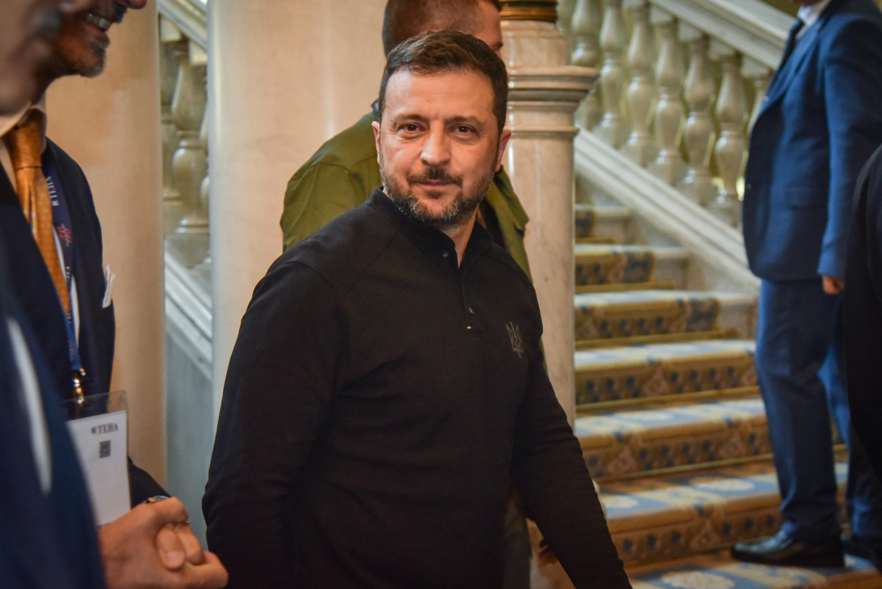 Il presidente dell'Ucraina Volodymyr Zelensky arriva a Villa d'Este a Cernobbio per prendere parte al Forum Teha, 06 settembre 2024