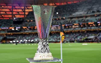 1152705862 Europa League trophy is seen prior to the UEFA Europa League Final between Chelsea and Arsenal at Baku Olimpiya Stadionu on May 29, 2019 in Baku, Azerbaijan. (Photo by Etsuo Hara/Getty Images)