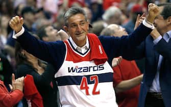 WASHINGTON, DC - APRIL 27:  Ted Leonsis, owner of the Washington Wizards, celebrates late in the fourth quarter as his team plays against the Chicago Bulls in Game 4 of the Eastern Conference Quarterfinals during the 2014 NBA Playoffs at the Verizon Center on April 27, 2014 in Washington, DC. Washington won the game 98-89. NOTE TO USER: User expressly acknowledges and agrees that, by downloading and or using this photograph, User is consenting to the terms and conditions of the Getty Images License Agreement.  (Photo by Win McNamee/Getty Images)