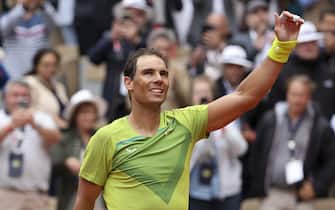 Rafael Nadal of Spain celebrates his victory during day 2 of the French Open 2022, a tennis Grand Slam tournament on May 23, 2022 at Roland-Garros stadium in Paris, France - Photo: Jean Catuffe/DPPI/LiveMedia