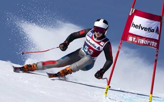 SWITZERLAND ALPINE SKIING epa10371650 Lara Colturi of Albania in action during the women's Super G race at the FIS Alpine Skiing World Cup in St. Moritz, Switzerland, 18 December 2022. EPA/JEAN-CHRISTOPHE BOTT