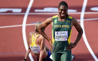 EUGENE, OREGON - JULY 20: Caster Semenya of Team South Africa reacts following the Women's 5000m qualification on day six of the World Athletics Championships Oregon22 at Hayward Field on July 20, 2022 in Eugene, Oregon. (Photo by Hannah Peters/Getty Images for World Athletics)