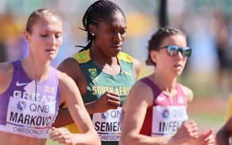 EUGENE, OREGON - JULY 20: Caster Semenya of Team South Africa competes in the Women's 5000m heats on day six of the World Athletics Championships Oregon22 at Hayward Field on July 20, 2022 in Eugene, Oregon. (Photo by Andy Lyons/Getty Images for World Athletics)