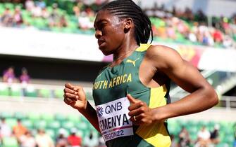 EUGENE, OREGON - JULY 20: Caster Semenya of Team South Africa competes in the Women's 5000m heats on day six of the World Athletics Championships Oregon22 at Hayward Field on July 20, 2022 in Eugene, Oregon. (Photo by Patrick Smith/Getty Images)