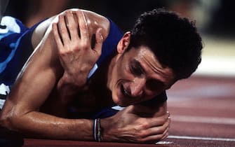 UNITED STATES - AUGUST 02:  LEICHTATHLETIK: 3000m Hindernislauf Finale ATLANTA 1996 2.8.96, Alessandro LAMBRUSCHINI/ITA BRONZE - MEDAILLE  (Photo by Lutz Bongarts/Bongarts/Getty Images)