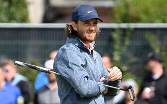 epa10760568 Englands Tommy Fleetwood in action during the second round of The 151st Open at Royal Liverpool Golf Club in Hoylake, Britain, 21 July 2023.  EPA/Peter Powell