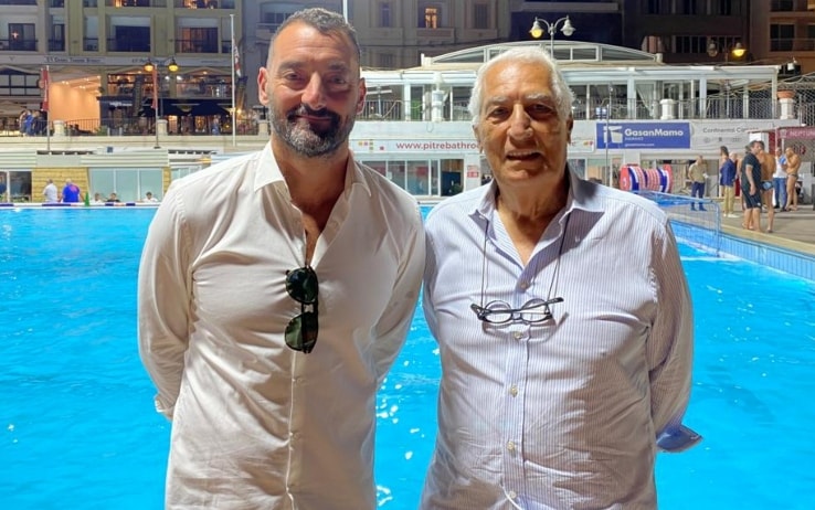Eraldo Pizzo con il presidente della Pro Recco, Maurizio Felugo Eraldo Pizzo con Maurizio Felugo, il presidente ex campione