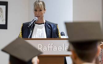 Italian former swimmer Federica Pellegrini  receives an  honorary degree with a thesis on menstruation and sport at San Raffaele University in Rome, Italy, 29 September 2022. 
ANSA/MASSIMO PERCOSSI