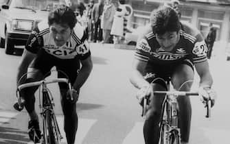 Meisterschaft von Zürich 1979: Sieger Giuseppe Saronni und Francesco Moser   (Photo by Walter L. Keller/RDB/ullstein bild via Getty Images)