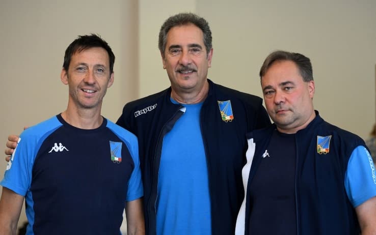 I tre commissari tecnici della Nazionale di scherma italiana: Nicola Zanotti, Stefano Cerioni e Dario Chiadò (da sinistra a destra)