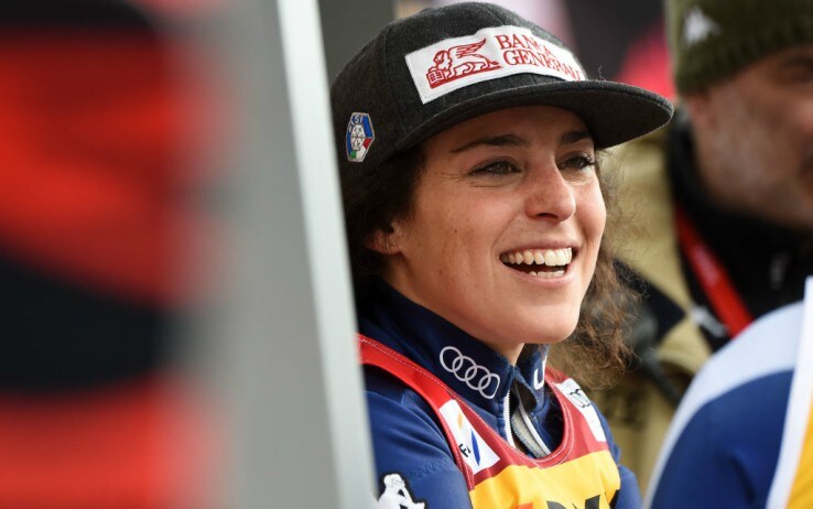 Una sorridente Brignone al termine della combinata di Crans Montana