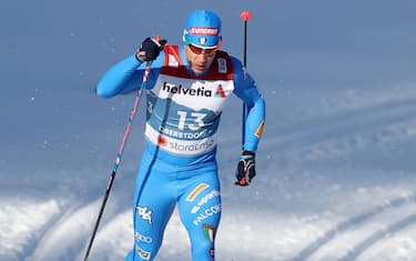 25 February 2021, Bavaria, Oberstdorf: Nordic skiing: World Championship, cross-country, sprint classic, men. Federico Pellegrino from Italy in action. Photo: Karl-Josef Hildenbrand/dpa