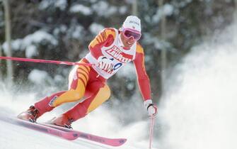 VAIL, COLORADO - FEBRUARY 9:  Pirmin Zurbriggen of Switzerland competes in the Giant Slalom event of the 1989 FIS Alpine World Ski Championships on February 9, 1989 in Vail, Colorado.  (Photo by David Madison/Getty Images)