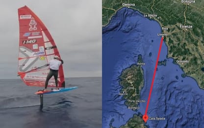 Iachino va dalla Sardegna a Livorno in windsurf!