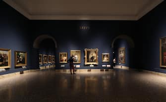 MILAN, ITALY - JUNE 09: A visitor views art at Pinacoteca di Brera on June 09, 2020 in Milan, Italy. After three months of closure due to Covid-19, the Pinacoteca di Brera reopens today. A national gallery of ancient and modern art, located in the homonymous palace, it is one of the largest complexes in Milan at over 24000 square meters. (Photo by Vincenzo Lombardo/Getty Images)