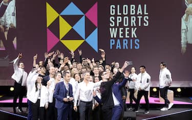 The photo was taken at the Closing Session during the Global Sports Week, the Friday, February 7, 2020.