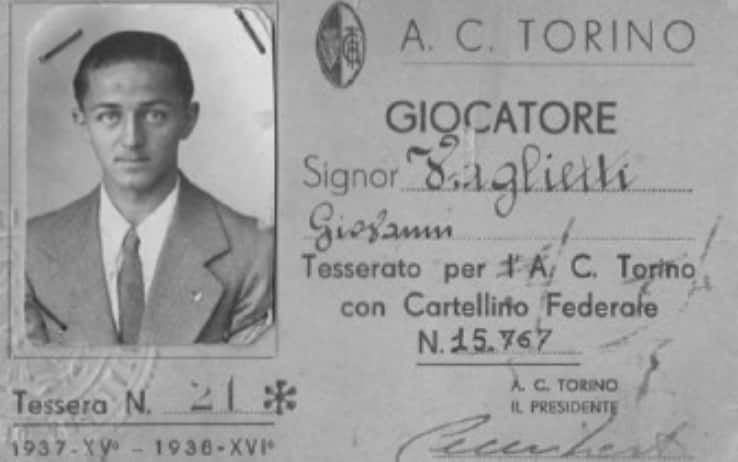 Il tesserino di Giovanni Vaglietti, calciatore del Torino 