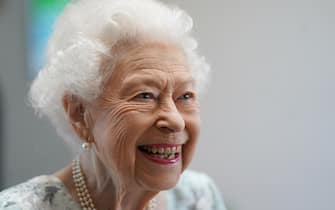 Queen Elizabeth II during a visit to officially open the new building at Thames Hospice, Maidenhead, Berkshire. Picture date: Friday July 15, 2022.