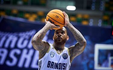 BURGOS, SPAIN - NOVEMBER 18: D'Angelo Harrison of Happy Casa Brindisi during Basketball Champions League match between Hereda San Pablo Burgos and Happy Casa Brindisi on November 18, 2020 in Burgos, Spain. (Photo by Borja B. Hojas/Getty Images)