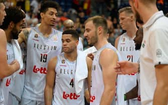 Belgium's players pictured after a basketball match between Belgian national team 'the Belgian Lions' and Great-Britain, Thursday 25 August 2022 in Mons, a qualifier for the 2023 FIBA World Championships. BELGA PHOTO FILIP LANSZWEERT (Photo by FILIP LANSZWEERT / BELGA MAG / Belga via AFP) (Photo by FILIP LANSZWEERT/BELGA MAG/AFP via Getty Images)