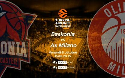 Baskonia-Olimpia LIVE dalle 20:15 su Sky Sport Uno