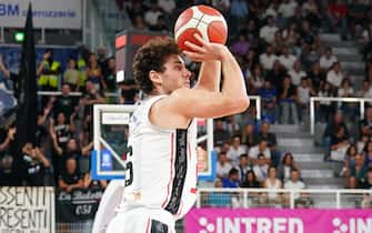 EA7 EMPORIO ARMANI MILANO vs. VIRTUS SEGAFREDO BOLOGNA, semifinale Frecciarossa Supercoppa Lega Basket, nella foto Alessandro Pajola (VIRTUS SEGAFREDO BOLOGNA)  during  Final Four Supercoppa , Italian Basketball Supercup match in Brescia, Italy, September 23 2023