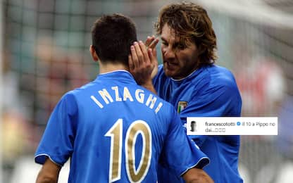 Vieri amarcord, Totti scherza: "La 10 a Inzaghi?"