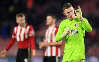 SHEFFIELD, ENGLAND - JANUARY 21: Dean Henderson of Sheffield United acknowledges the fans after the Premier League match between Sheffield United and Manchester City at Bramall Lane on January 21, 2020 in Sheffield, United Kingdom. (Photo by Michael Regan/Getty Images)