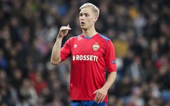 MADRID, SPAIN - DECEMBER 12: Hordur Magnusson of CSKA Moskow during the UEFA Champions League  match between Real Madrid v CSKA Moskou at the Santiago Bernabeu on December 12, 2018 in Madrid Spain (Photo by David S. Bustamante/Soccrates/Getty Images)