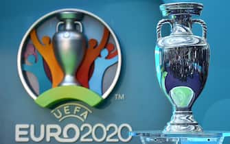 epa08300428 (FILE) - The Henri Delaunay trophy on display during the unveiling of the UEFA EURO 2020 tournament and the host city logo in the City Hall in London, Britain, 21 September 2016 (re-issued on 17 March 2020). The UEFA EURO 2020 has been postponed to 2021 amid the coronavirus COVID-19 pandemic, the Norwegian Football Association (NFF) announced on 17 March 2020.  EPA/FACUNDO ARRIZABALAGA *** Local Caption *** 53029920