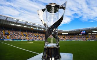 The competition's winners trophy is pictured prior to the final match of the UEFA U21 European Football Championships between Spain and Germany on June 30, 2019 at the Friuli stadium in Udine. (Photo by Miguel MEDINA / AFP)        (Photo credit should read MIGUEL MEDINA/AFP via Getty Images)