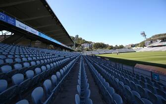 GOSFORD, AUSTRALIA - MARCH 20: General Views of an empty Central Coast Stadium before the game during the round 24 A-League match between the Central Coast Mariners and Melbourne City at Central Coast Stadium on March 20, 2020 in Gosford, Australia. (Photo by Ashley Feder/Getty Images)
