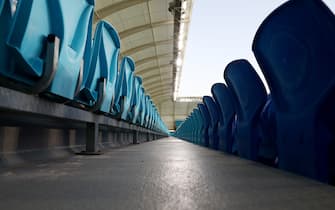 GOLD COAST, AUSTRALIA - MARCH 20: Empty seats are seen before the round 27 A-League match between the Brisbane Roar and the Newcastle Jets at Cbus Super Stadium on March 20, 2020 in Gold Coast, Australia. (Photo by Chris Hyde/Getty Images)