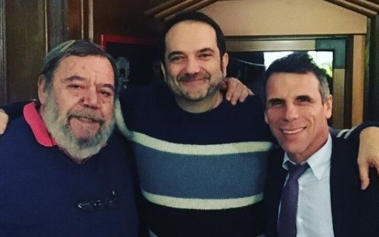 Nella foto Gianni Mura, Matteo Marani e Gianfranco Zola