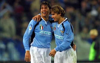 18 Mar 2001: Crespo and Nedved of Lazio in action  during the Serie A 23rd  Round League match between Lazio and Juventus played at the Olimpic Stadium Rome Italy . DIGITAL CAMERA  Mandatory Credit: Grazia Neri/ALLSPORT