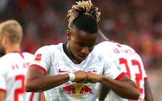 epa07779705 Leipzigâs Christopher Nkunku reacts during the German Bundesliga soccer match between FC Union Berlin and RB Leipzig  in Berlin, Germany, 18 August 2019.  EPA/HAYOUNG JEON CONDITIONS - ATTENTION: DFL regulations prohibit any use of photographs as image sequences and/or quasi-video.