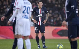 epa08206452 Paris Saint Germain's Angel Di Maria in action during the French Ligue 1 soccer match between PSG and Lyon at the Parc des Princes stadium in Paris, France, 09 February 2020.  EPA/JULIEN DE ROSA
