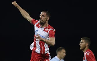 epa08453169 Red Star’s Milos Degenek celebrates after scoring a goal during the Serbian SuperLiga soccer match between Rad and Red Star in Belgrade, Serbia, 29 May 2020. The Serbian SuperLiga resumes without spectators after a suspension because of the coronavirus pandemic.  EPA/ANDREJ CUKIC