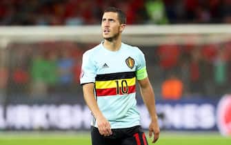 epa05402288 Eden Hazard of Belgium reacts during the UEFA EURO 2016 quarter final match between Wales and Belgium at Stade Pierre Mauroy in Lille Metropole, France, 01 July 2016.

(RESTRICTIONS APPLY: For editorial news reporting purposes only. Not used for commercial or marketing purposes without prior written approval of UEFA. Images must appear as still images and must not emulate match action video footage. Photographs published in online publications (whether via the Internet or otherwise) shall have an interval of at least 20 seconds between the posting.)  EPA/LAURENT DUBRULE   EDITORIAL USE ONLY