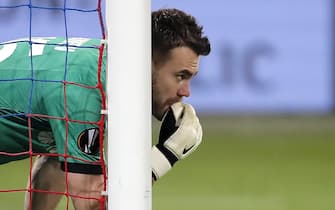 epa08031657 Goalkeeper of CSKA Moscow Igor Akinfeev reacts during the UEFA Europa League group H soccer match between CSKA Moscow and Ludogorets in Moscow, Russia, 28 November 2019.  EPA/SERGEI ILNITSKY