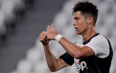 TURIN, ITALY - JULY 11: Cristiano Ronaldo of Juventus  during the Italian Serie A   match between Juventus v Atalanta Bergamo at the Allianz Stadium on July 11, 2020 in Turin Italy (Photo by Mattia Ozbot/Soccrates/Getty Images)