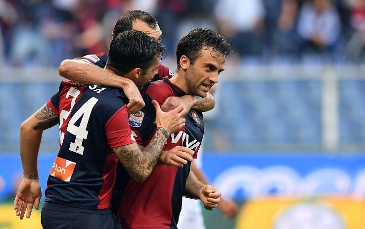 6 maggio 2018, Giuseppe Rossi festeggia il gol contro la Fiorentina con la maglia del Genoa