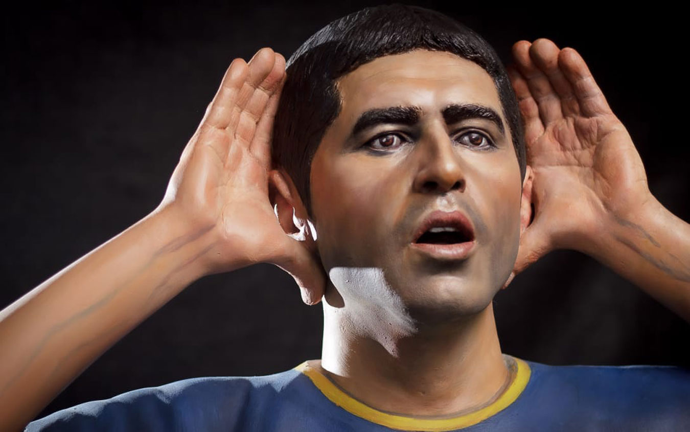 La statua di Riquelme con la maglia del Boca Juniors Riquelme